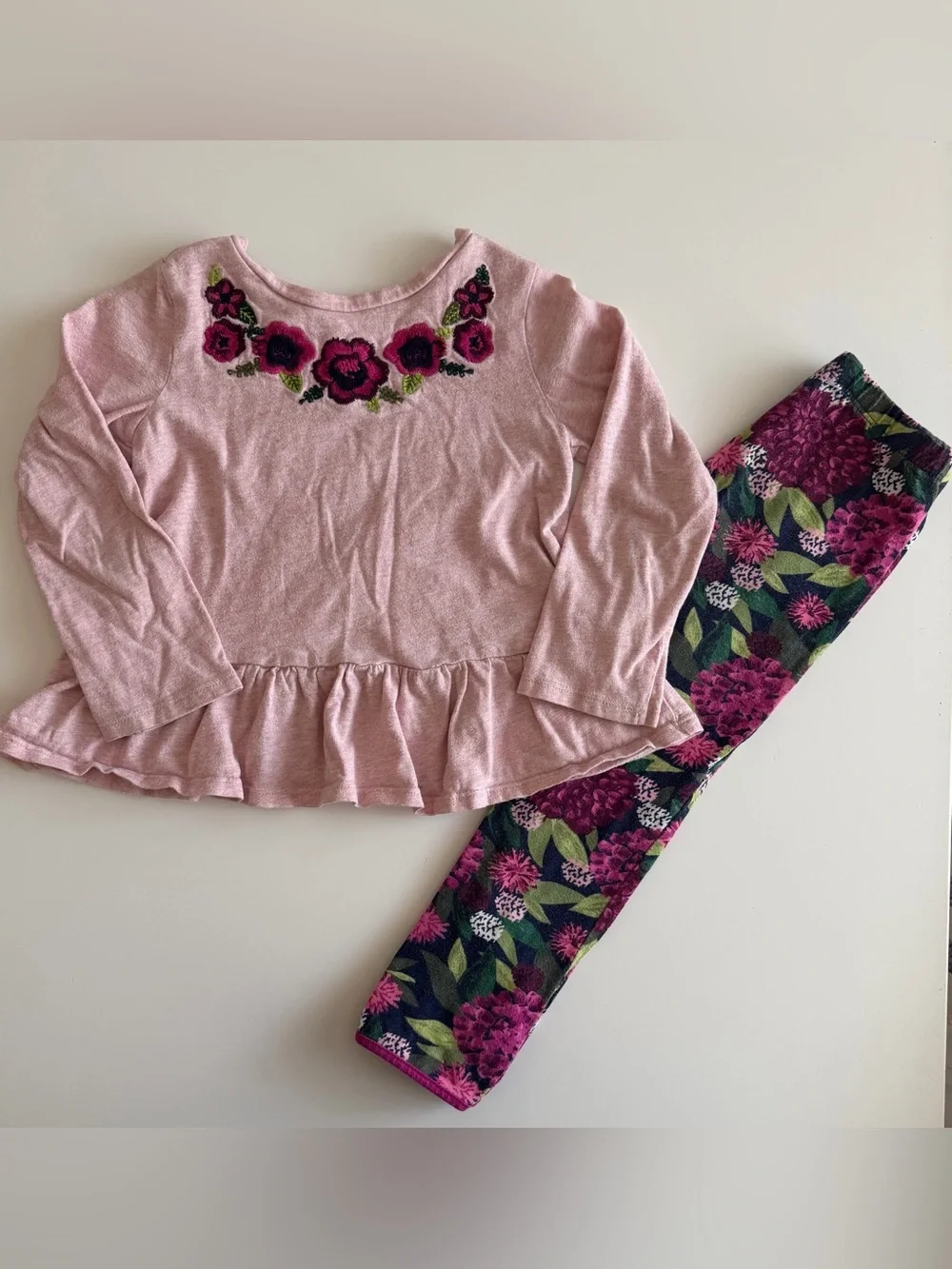 Gymboree Girls 3T Set in Pink/Magenta Floral Fall Long Sleeve with Pants